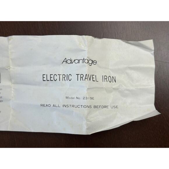 Advantage 2319E Electric Travel Iron Vintage Folding Handle 8' Cord, Box, Works! - Picture 14 of 16
